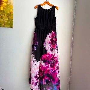 Long Black Beautiful Floral Dress